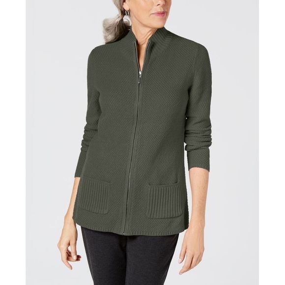 karen scott zip front sweater